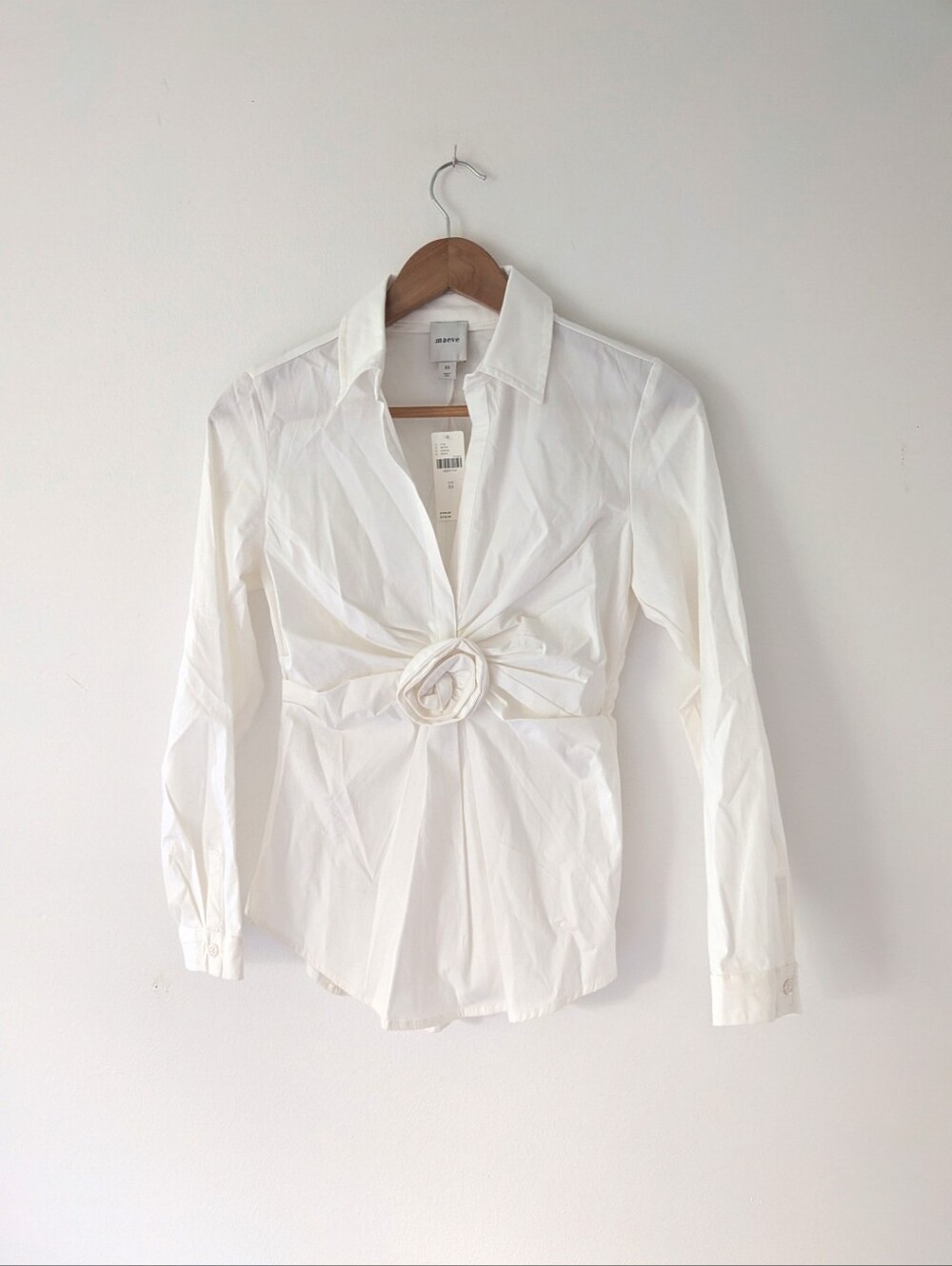 NWT! Anthropologie Maeve Twisted Rosette Long-Sleeve Blouse - Picture 3 of 6